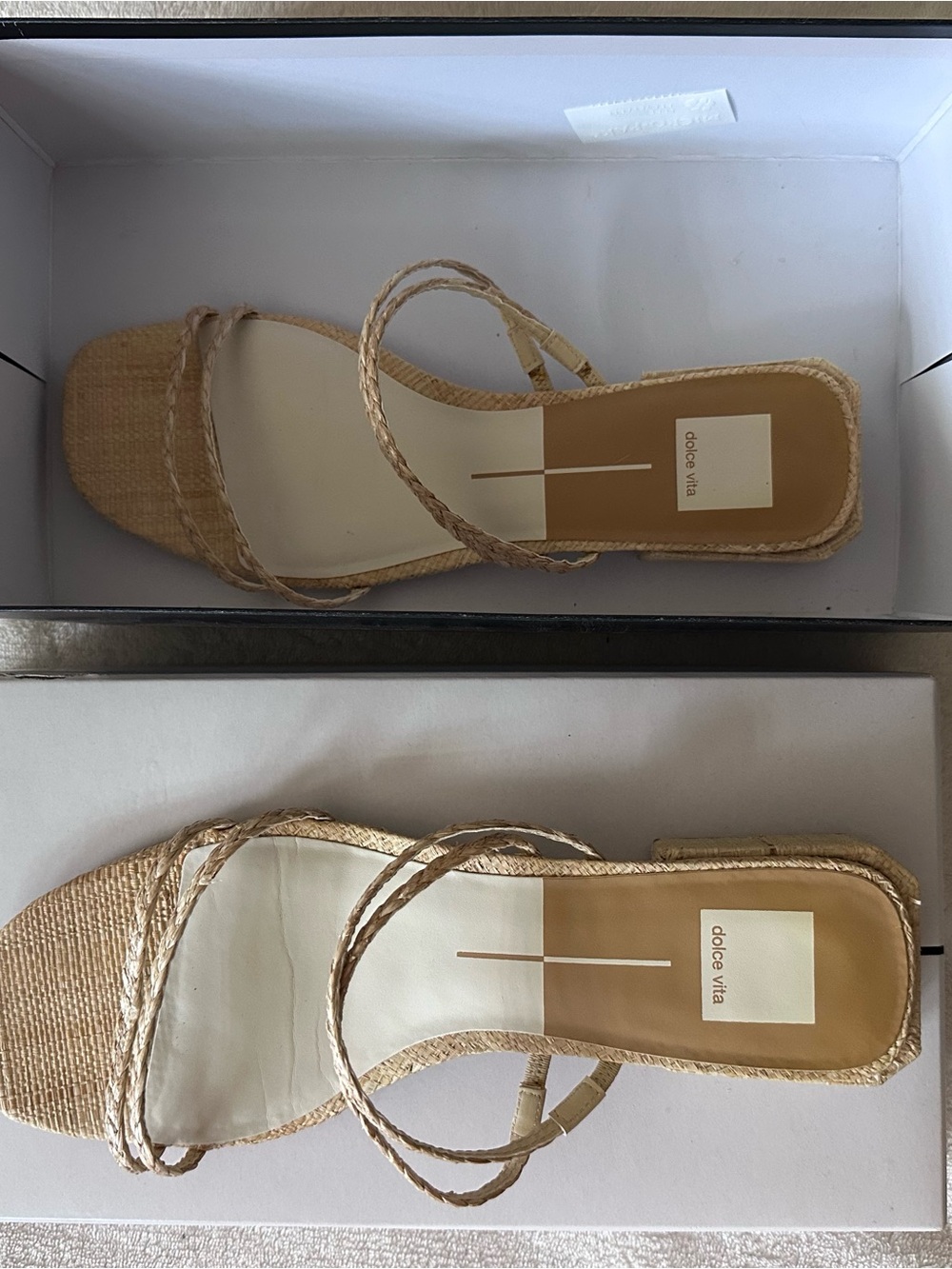 Dolce Vita Beige Braided Strap Square-Toe Sandal